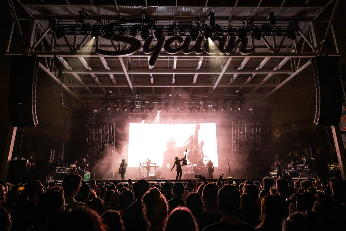 The All-American Rejects live in concert in San Diego California, Petco Park. Singing and performing on stage. Professional live music photography by Evan Denworth.