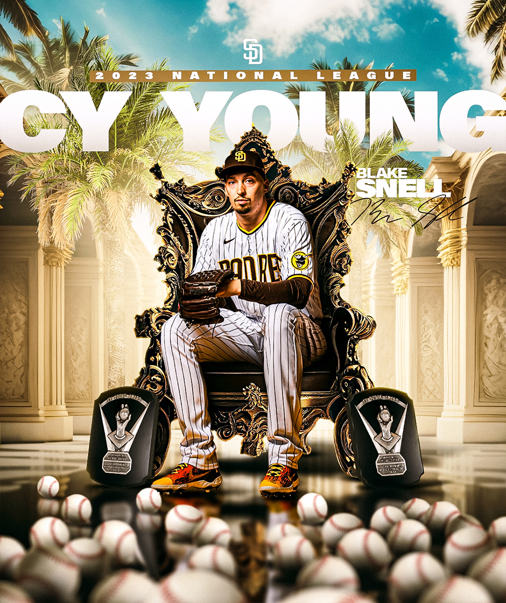 San Diego Padres 2023 social media graphics, Blake Snell Cy Young Winner 2023 — designed by Evan Denworth, Manager of Design