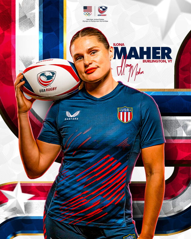 USA Rugby Ilona Maher 2024 Paris Olympics season campaign creative. Professional sports photography by Evan Denworth, Dallas commercial photographer. USA Rugby 2024 Paris Olympics season campaign featuring Ilona Maher — art direction and photography by Evan Denworth