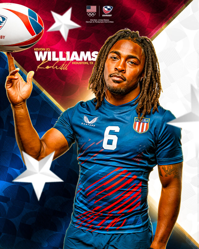 USA Rugby Kevon Williams 2024 Paris Olympics season campaign creative. Professional sports photography by Evan Denworth, Dallas commercial photographer.