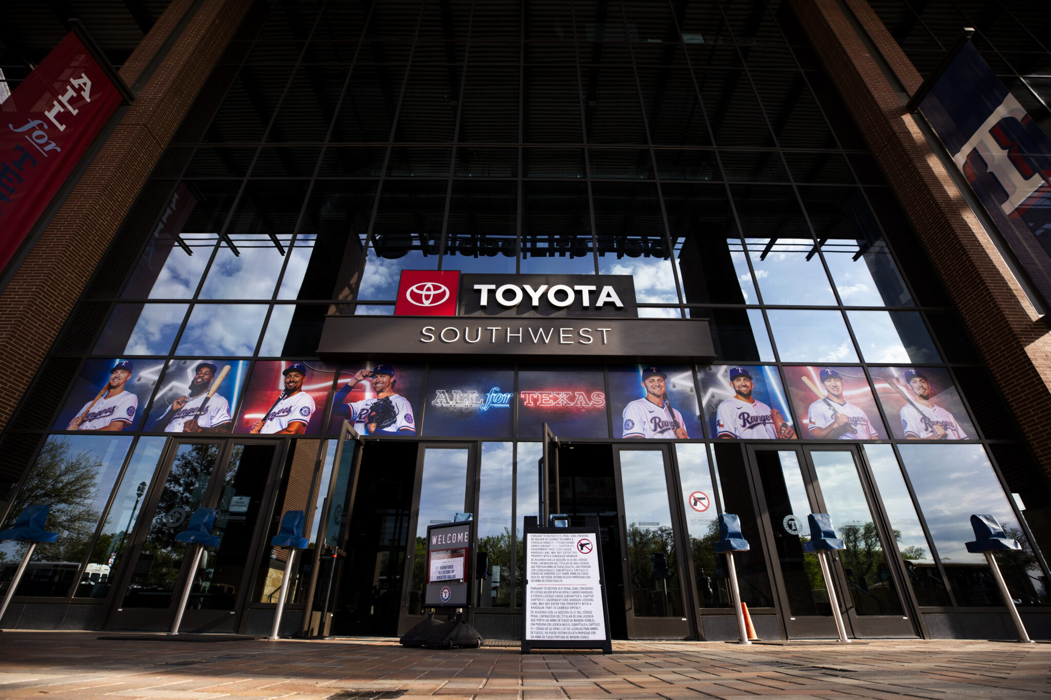 Texas Rangers 2025 season campaign studio photos and signage at Globe Life Field. Professional sports photography by Evan Denworth, Dallas commercial photographer.