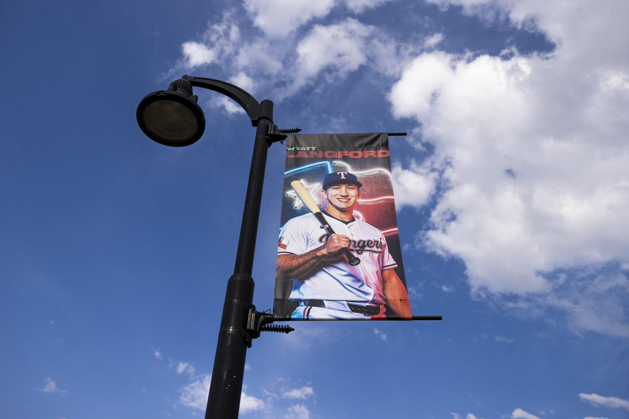 Texas Rangers 2025 season campaign studio photos and signage at Globe Life Field. Professional sports photography by Evan Denworth, Dallas commercial photographer.