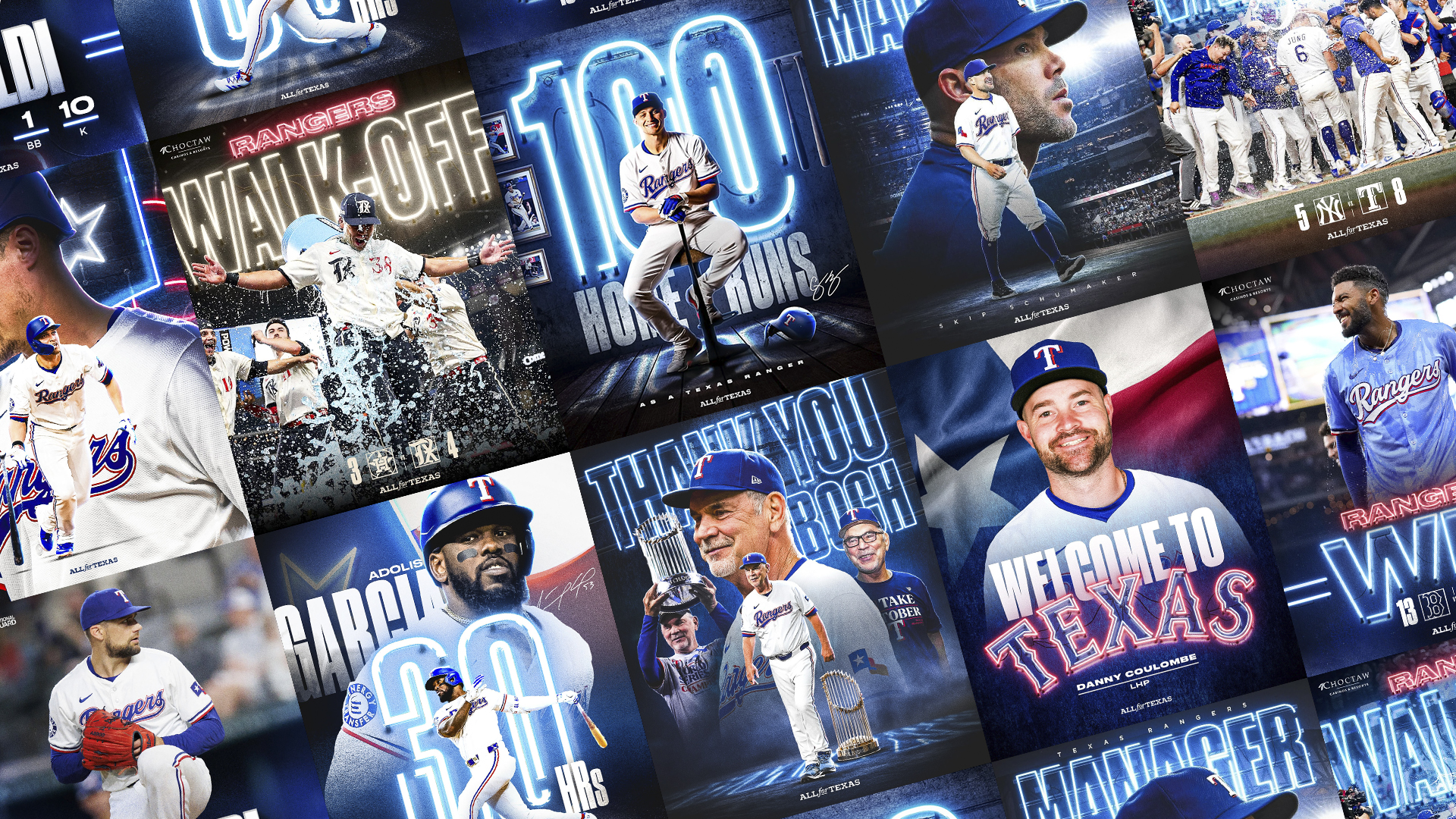 Texas Rangers 2025 social media graphics — designed by Evan Denworth,