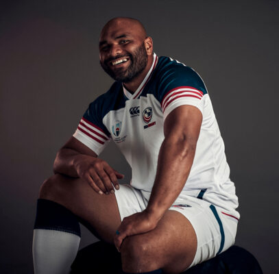 YOMITAN, JAPAN - SEPTEMBER 19: Paul Lasike of The United States poses for a portrait during the the USA Rugby World Cup 2019 squad photo call on September 19, 2019 in Yomitan, Okinawa, Japan. (Photo by Adam Pretty - World Rugby/World Rugby via Getty Images)